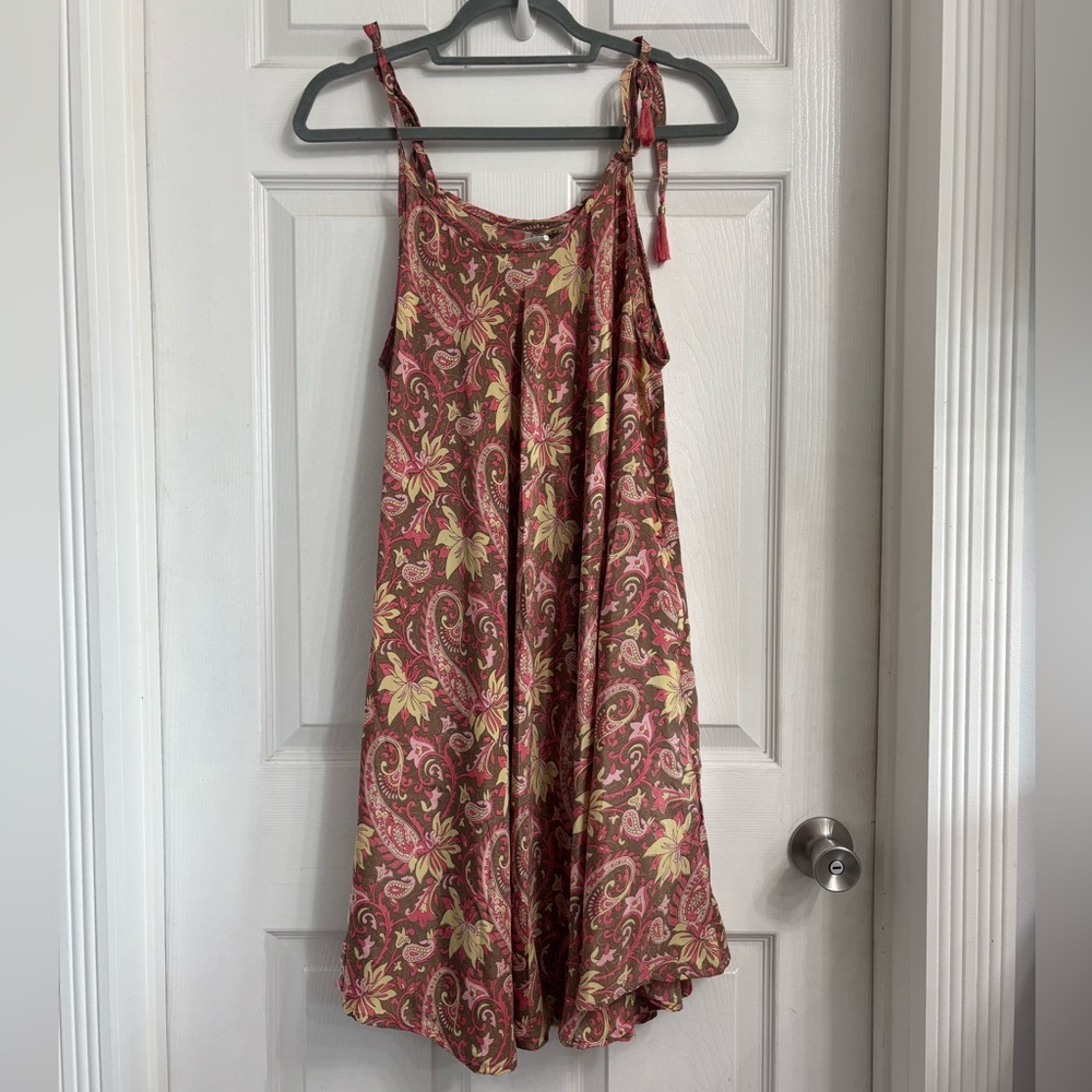 Karma Highway Floral Pink and Yellow Women's Trapeze Dress One Size NWT